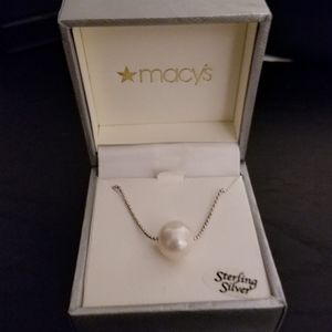 Pearl Necklace with Sterling Silver Chain